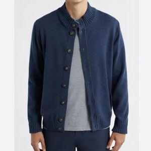 Peter Millar Waffle-Stitch Cardigan Sweater - Size XL